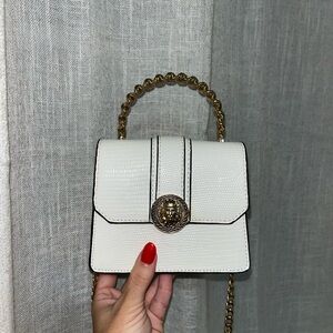 White Crossbody with Gold Chain and Handle